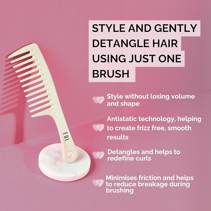 FUL: Curly Hair Products: Wide Tooth Comb for Afro, Curly, and Wavy Hair - Ideal Shower Comb for Detangling and Styling. Combs for women and also suitable as a mens comb