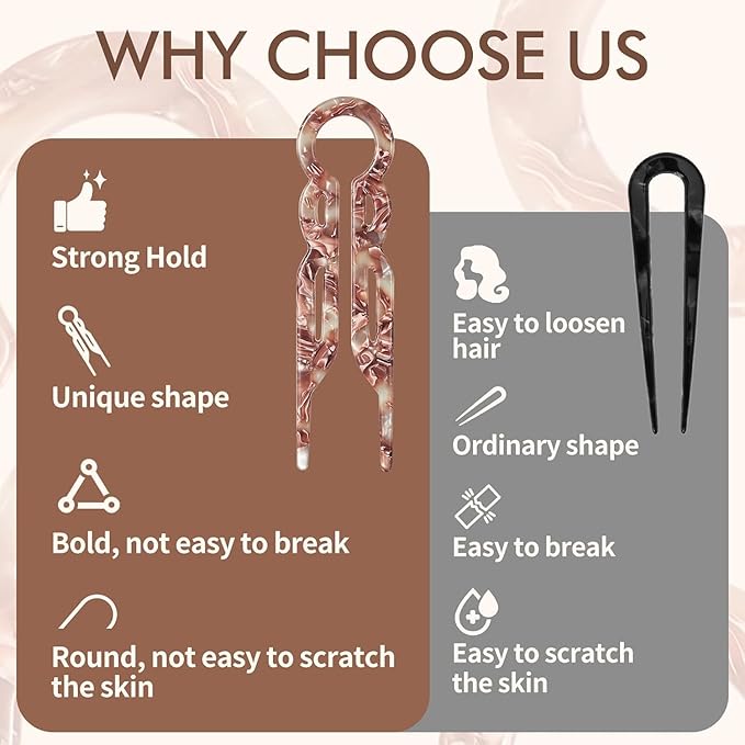 Prestige French Hair Pins, Acetate Leopard Print Hair Pin for Women,Suitable for All Hair Types (BlackBrown-F-3PCS)