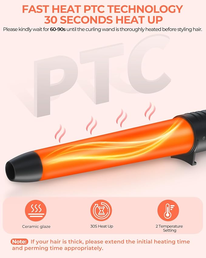 5 in 1 Curling Wand Set: Ohuhu Curling Iron Wand 5Pcs 0.35 to 1.25 Inch Interchangeable Ceramic Barrel Heat Protective Glove 2 Clips Dual Voltage Hair Curler for Girl Women Mother Christmas Gift Black