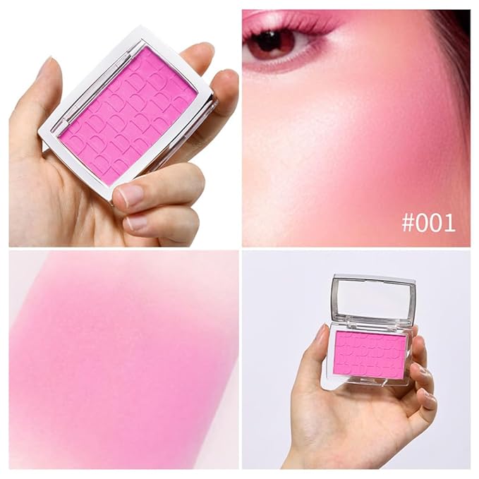 Pink Powder Blush Palette, Multi-Use Makeup Blusher Pink Face Powder for Eyes, Lips, Cheeks, Blendable Formula