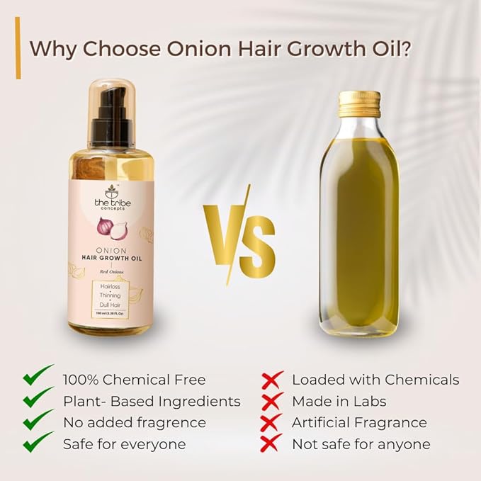 The Tribe Concepts Onion Hair Oil For Hair Growth Hair Fall Control With Almond And Coconut Oil, 100 ml Pack of 1 Clear