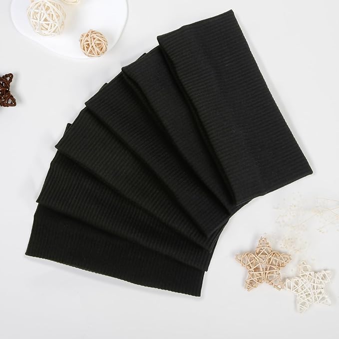 Black Headbands for Women Wide Non Slip Head Bands Soft Elastic Thick Hairbands for Women's Hair Fashion Workout Yoga Hair Accessories, 6 Pack