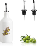 Sweejar Porcelain Olive Oil Dispenser Bottle, Opaque Oil Cruet Protects Oil to Reduce Oxidation, Suitable for Storage of Oil, Vinegar, Soy Sauce and Other Liquids, Pack of 1, 15.5 Oz (Olive Leaf)
