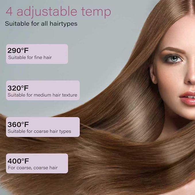 Hair Straightener, 1.25” Flat Iron and Curler 2 in 1, Ceramic Coating, Quick Heat Up, 4 Temp. Options, for All Hair Type, Less Frizz, Shinier and Smoother, Dual Voltage for Travel, Black