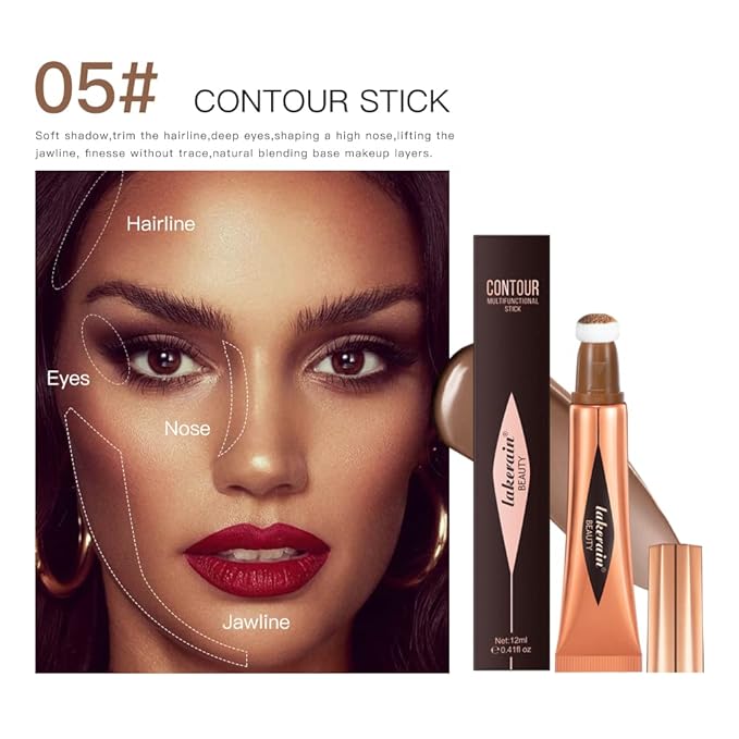 Liquid Contour Beauty Stick, Contour Stick, Bronzer Stick,Multi-Function Beauty Stick, Cream Contour With Cushion Applicator, Liquid Contour Stick, Women's Contour Makeup (05#)