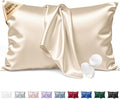 Silk Pillow Cases Queen Size 100% Mulberry Silk Pillowcase for Hair and Skin 22 Momme Both Side Grade 6A Silk Cooling Soft Breathable 20 x 30 Inches with Hidden Zipper 1PC, Beige