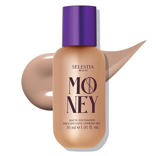 Matte Foundation Money - Long-Lasting Makeup Foundation with Flawless & Buildable Coverage - Liquid Foundation for All Skin Types (Almond)