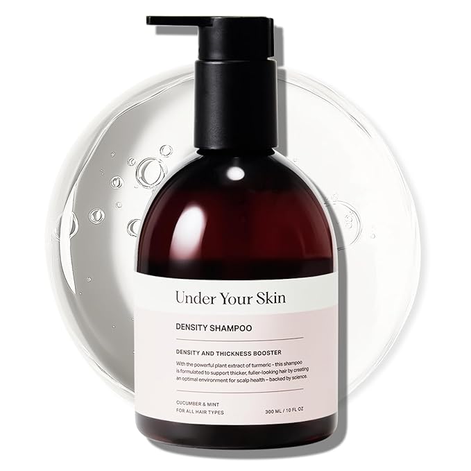 Under Your Skin Density Shampoo – Supports Hair Thickness & Strength for Fine or Thinning Hair – With Turmeric Stem Cells & Coconut Cleanser – Sulfate-Free, Vegan, Dermatologist Tested – 10 oz