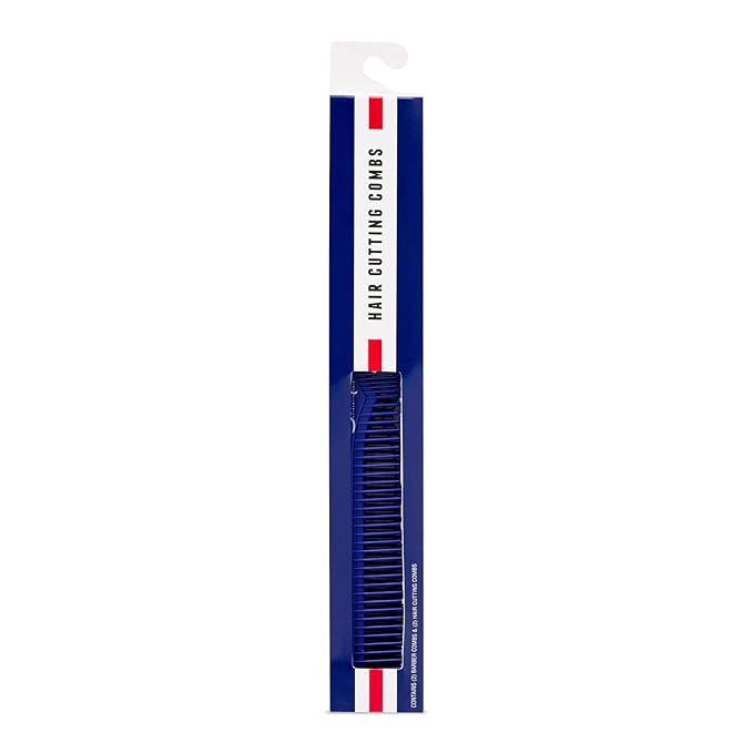 JOHNNY B. Professional 4 Pack Carbon Cutting & Styling Combs for Barbers, At-Home Use, Blue