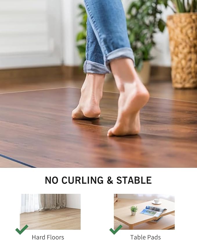 Clear Floor Mat for Home, 5'×8' Large Non-Slip Plastic Rug for Under Kitchen Table, Durable Waterproof Vinyl Area Mat for Baby Spills, Dog Accident, Anti-Scratch Floor Protector for Dining Room