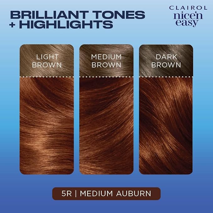 Clairol Nice'n Easy 5R Medium Auburn Hair Dye & Root Touch-Up, Pack of 3