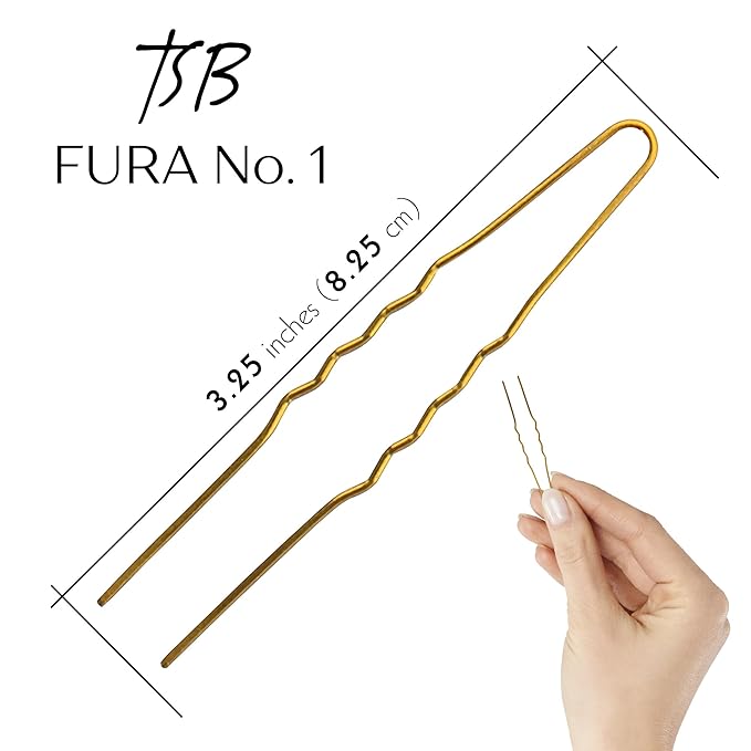 TSB Fura No.1 Professional Bronze Jumbo Hair Pins Set of 30-3.25 inches, 3x Retention, Vintage Style - Ideal for Weddings & Fashion Events - Comfortable, Non-Slip & Strong Hold
