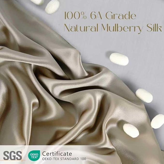 ZIMASILK 100% Pure Mulberry Silk Pillow Cases for Hair and Skin, Soft, Hypoallergenic & Smooth, Both Sides Grade 6A Silk, with Hidden Zipper, Gift for Women Men,1pc(Throw 18''x18'',Taupe)