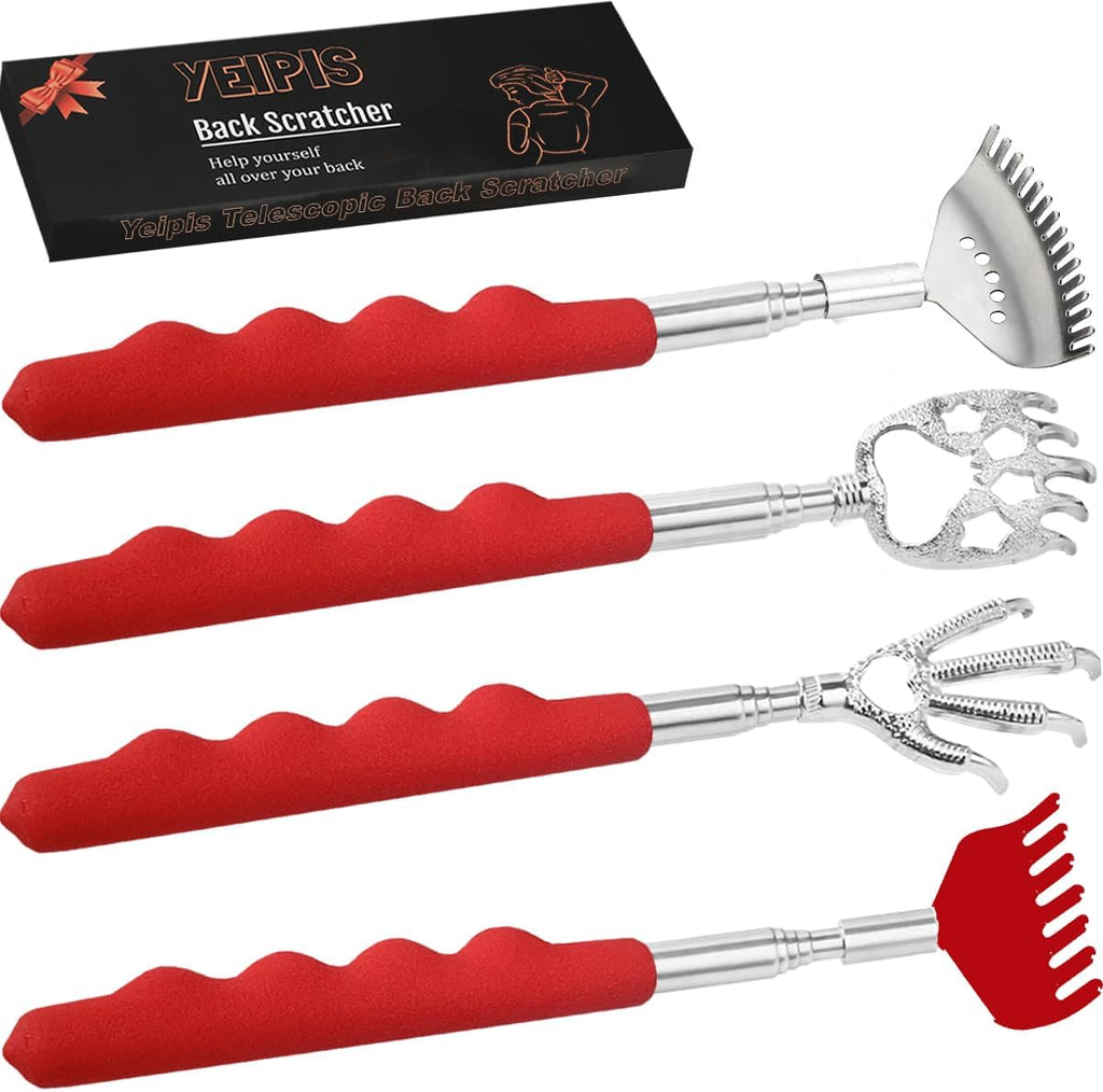 4-Piece Extendable Back Scratcher Set with Rubber Handles