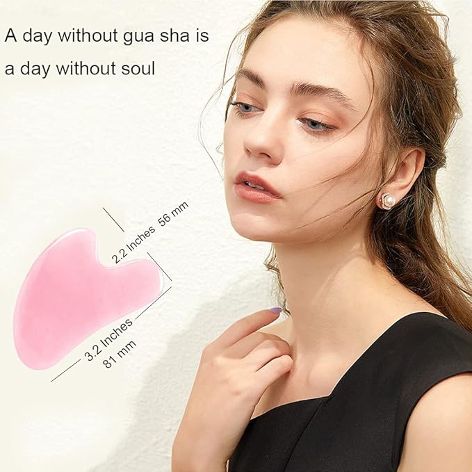 Ditind Rose Quartz Gua Sha Facial Tools, GuaSha for Toxins/Prevents Wrinkles for Spa Acupuncture Therapy Trigger Point Treatment
