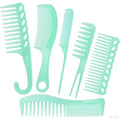6PCS Professional Hair Comb Set for Women & Men Rat Tail, Wide & Fine Tooth Combs for Curly Hair, Braiding, Barber Styling, Cutting & Parting (Green)