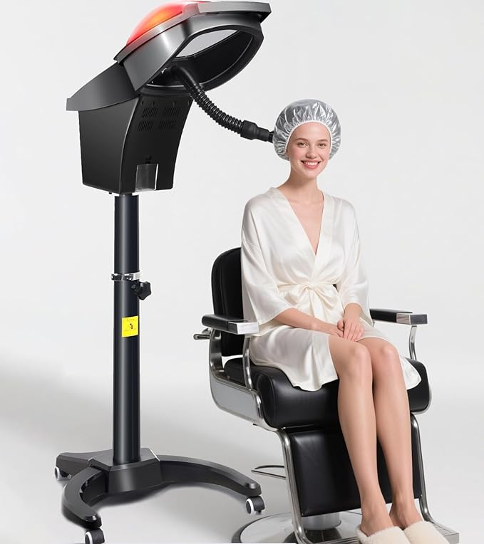 Icoget Hair Steamer for Deep Conditioning w/7 Color Light & Ozone, Micro Mist Scalp Hydration Steamer w/Adjustable Temp, Includes 3 Hair Caps & Aromatherapy Nozzle for Skin & Hair Treatment