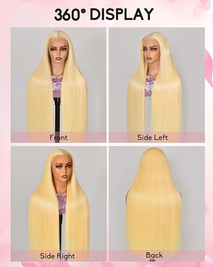 613 13x6 Lace Front Wig Human Hair Straight Blonde Wig Human Hair 613 HD Lace Frontal Wigs 180 Density No Synthetic Blend No Tangle No Shedding Triple Lifespan 3X 100% Real Human Hair 22 Inch