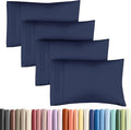 Queen Pillow Cases Set of 4 - Ultra Soft Hotel Quality Pillowcase Covers - Comfy, Cozy & Wrinkle Free - Shrinkage, Stain & Fade Resistant - Machine Washable Pillow Protectors - 4 Piece Set - Navy Blue
