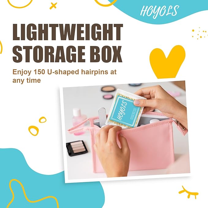 HOYOLS U Shaped Blonde Bobby Pins Assorted Size, Metal Clips for Buns Women Girls Hairstyle Updo Thin Thick Hair Gold, 150 Count