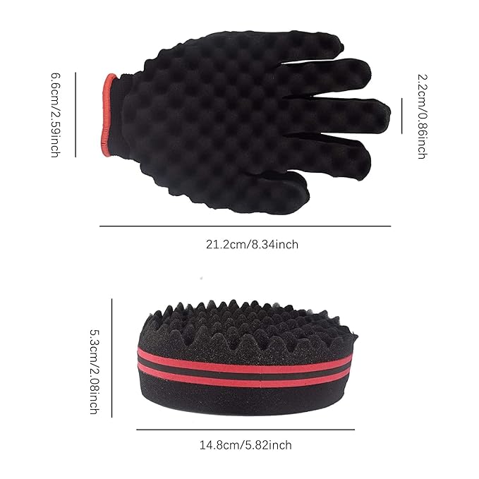 Magic Curl Sponge Set for Barber Hair Styling: Afro Twist Hair Brush, Metal Pick Comb, and Styling Combs (Black-A)