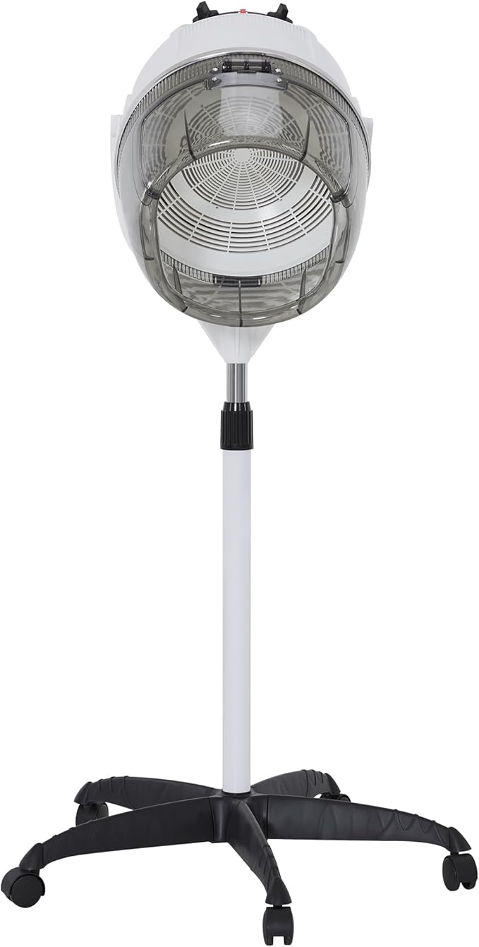 BarberPub 1300W Hooded Hair Bonnet Dryer with Stand, Height Adjustable Floor Standing Rolling Base, Beauty Salon Equipment with 360° Rotation VHD08 (White)