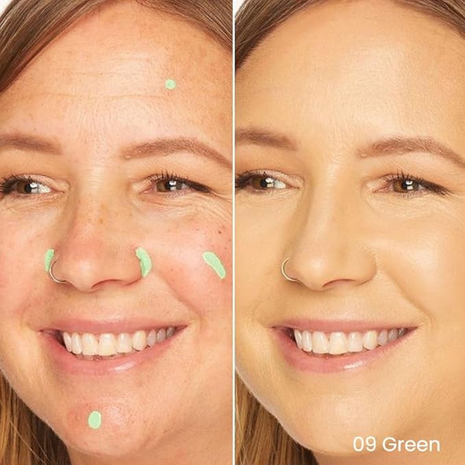 Kaely 2Pcs PROFESSIONAL MAKEUP Correcting Concealer Stick,Medium Coverage Concealer Crayon,under Eye Brightener Concealer for Dark Circles,corrector de ojeras,Lightweight,Vegan,09 GREEN