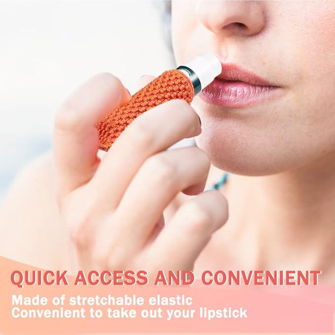 WKieason Lip Balm Sleeves Holder Keychain 4pcs Clip on Chapstick Keychain Holder Pouch Tight-Knit Elastic Lipstick Key Chain Holder