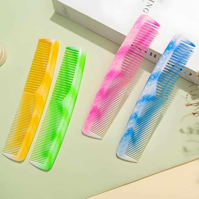 Yellow Hair Styling Combs Set - Wide-Tooth, Fine-Tooth, Rat Tail, and Dual Comb for Men and Women