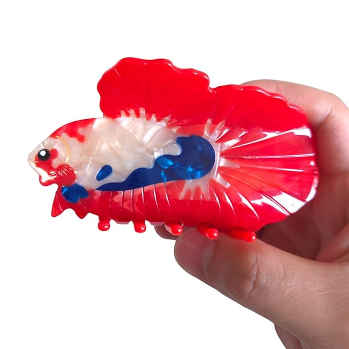 Novelty Aquatic Animals Hair Clips,Fighting Fish Hair Clip,Cellulose Acetate Hair Clips,Big Claw Clips for Women
