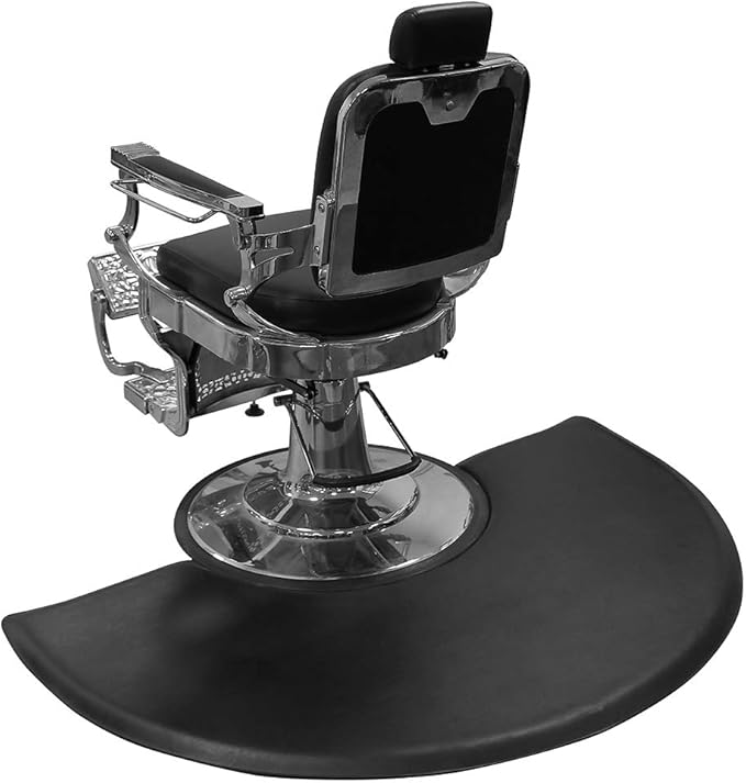 Antlu 1 Inch Thick Barber Cutting Chair Salon Floor Mats for Beauty Hair Stylist Station Anti Fatigue (Black, 5 Ft × 3 Ft Ellipse)