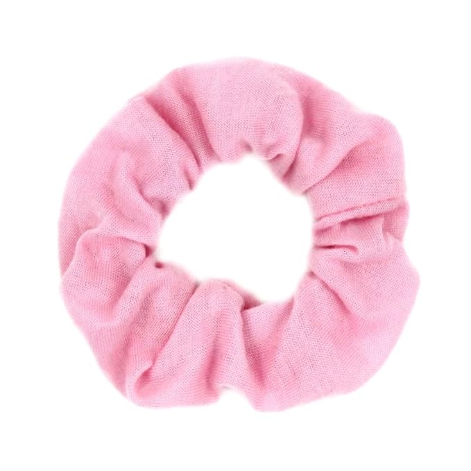 Pack of 12 Cotton Hair Scrunchies Single Jersey Solid Color Ponytail Holders Hair Ties for Girl (Light Pink)