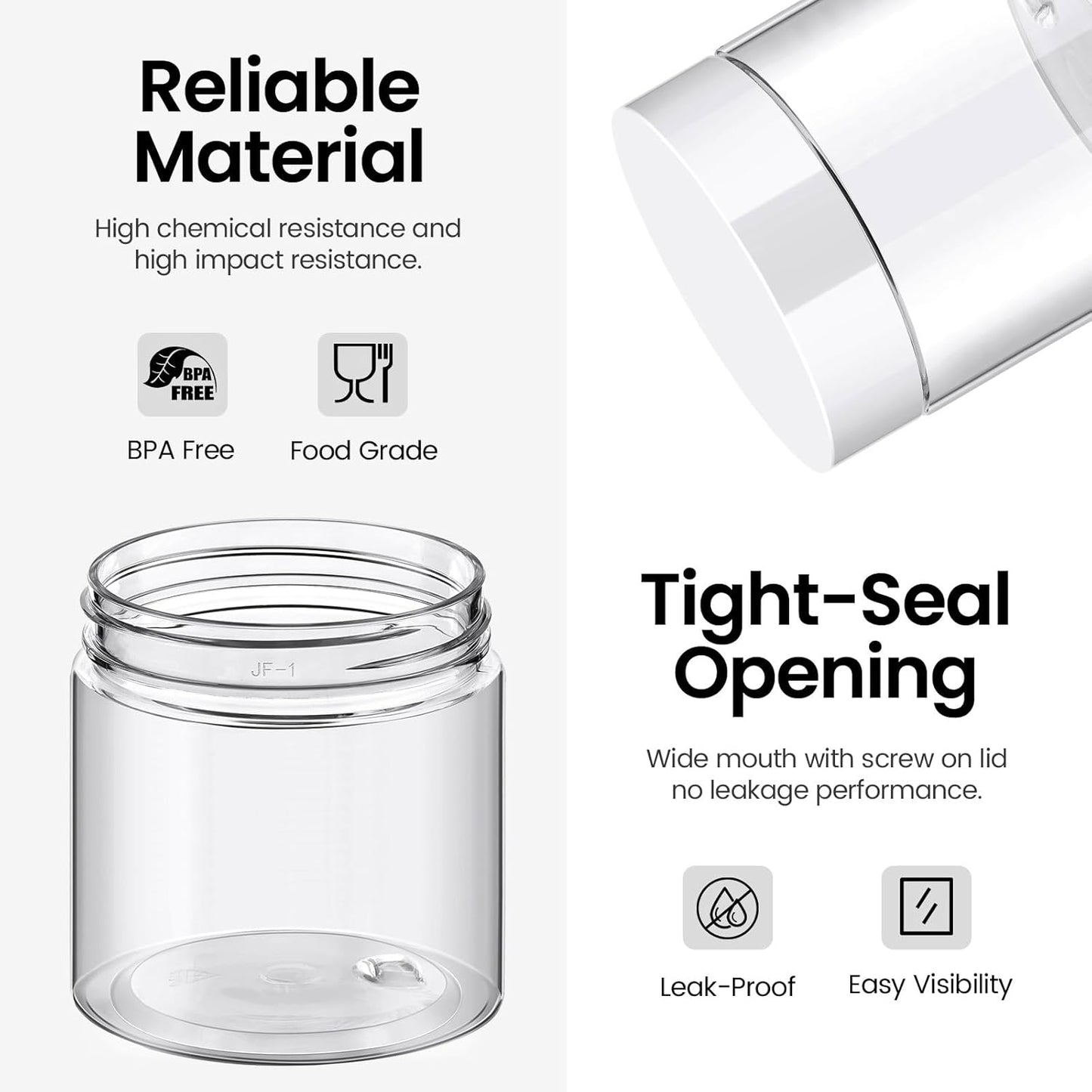 TUZAZO 48 Pack 4 Oz Plastic Container Jars with Lids and Labels BPA Free, Empty Round Clear Cosmetic Containers Plastic Slime Jars for Lotion, Cream, Ointments, Body Butter, Travel Storage (48)