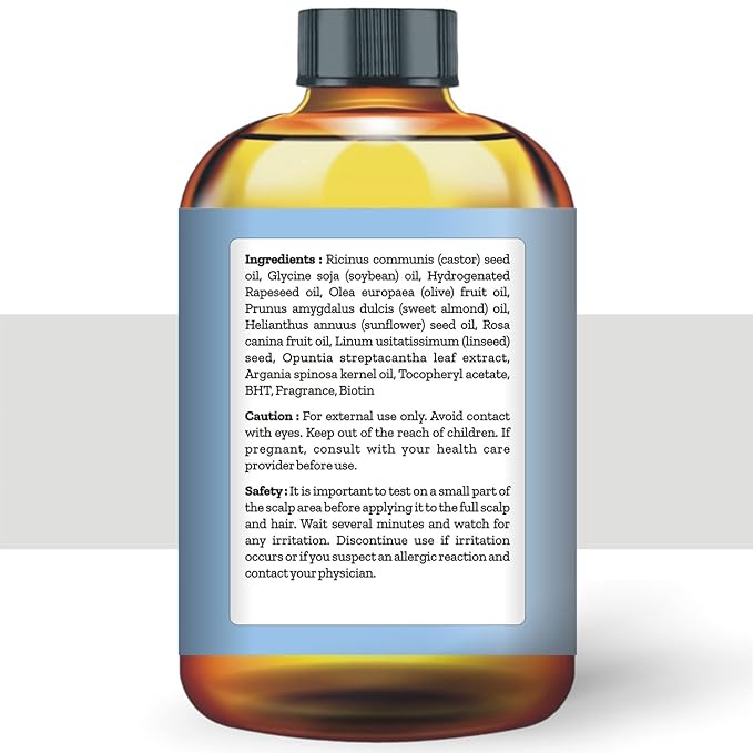 First Botany Biotin Castor Oil Encourages Hair Growth, Scalp & Hair Strengthening Serum, Nourishing Treatment for Split Ends, Dry Scalp, Safe for All Hair Types, 4 fl oz