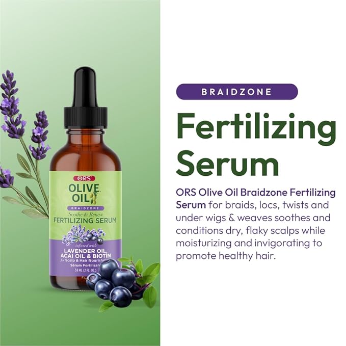 ORS Olive Oil Braidzone Fertilizing Serum with Lavender, Acai & Biotin for Hair & Scalp 2 oz (1)