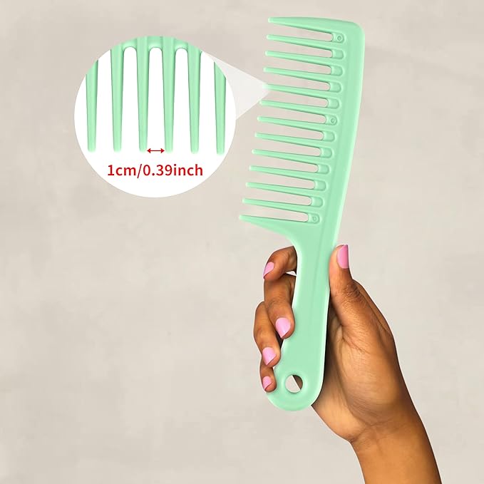 HYOUJIN Two Set Large Wide Tooth Comb - Detangling Wet or Dry Hair, Shower Comb for Women, Men, Curly, Long Hair, Green