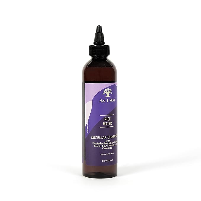 As I Am Rice Water Shampoo 8 oz - with Forbidden Black Rice, Saw Palmetto, Biotin - Gentle Cleanser - Moisturizing - Vegan & Cruelty Free - Sulfate Free - Paraben Free - For All Hair Types