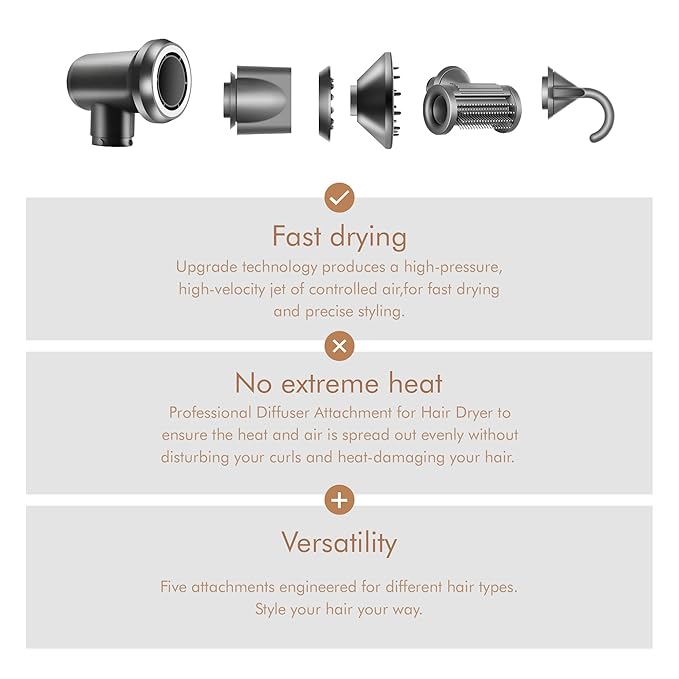 Diffuser and Adaptor for Dyson Airwrap Styler, Hair Dryer Diffuser Attachment Compatible with Airwrap Styler Converting to Hair Dryer