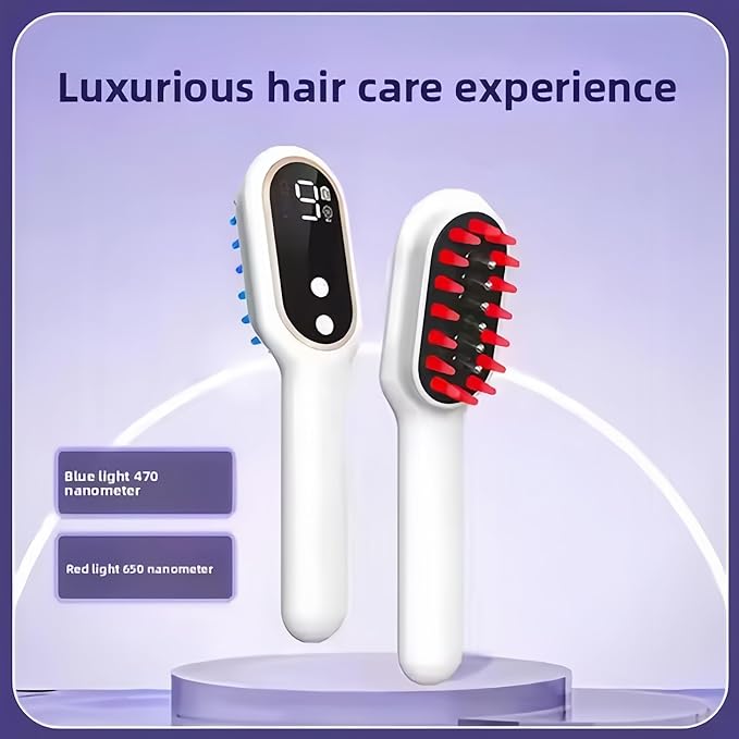 Head Brush Massage, Red & Blue Light Scalp Massager Brush for Hair & Scalp Care, Automatic Vibrating Head Massager with Multiple Modes, Gentle Comb for Home Relaxation & Daily Grooming