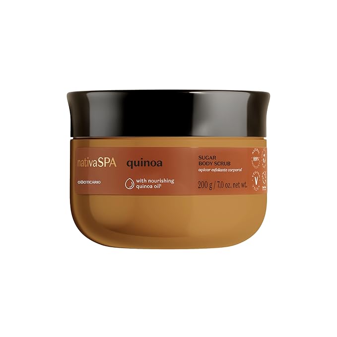Nativa SPA by O Boticário Quinoa Sugar Body Scrub, Gentle Exfoliation & Skin Firmness Foot & Body Scrub, 7 Ounce