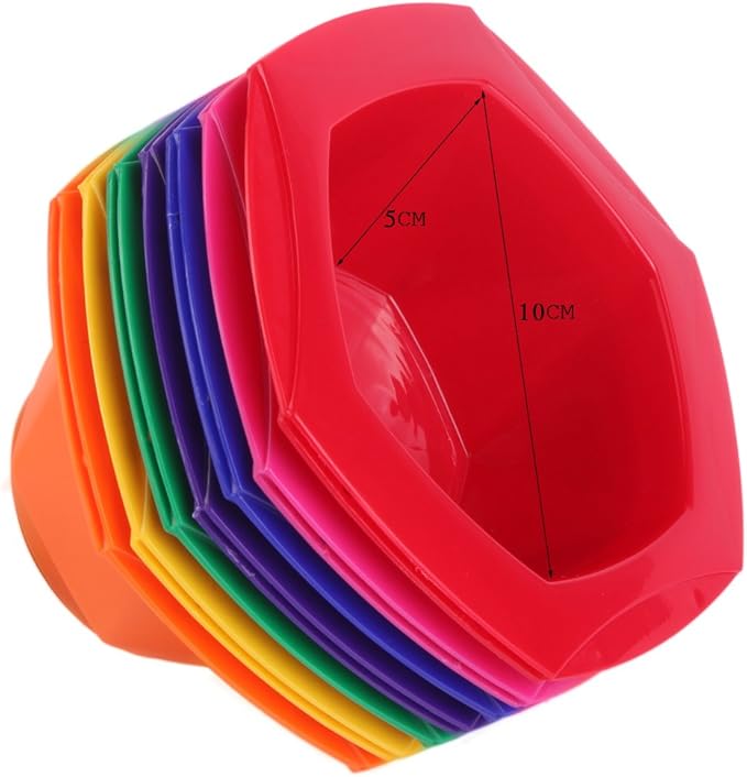 PERFEHAIR Small Hair Coloring Dye Mixing Tint Bowls and Brush Kit - Set of 7 Rainbow Colors | 6.8 fl oz per Bowl