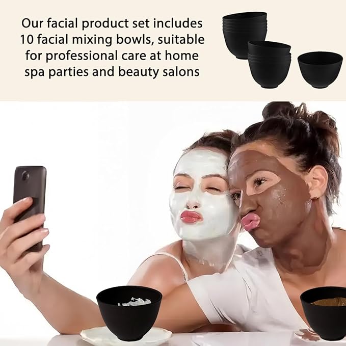 10 Piece Silicone Mixing Bowl Set, 3.93-Inch Microwaveable Silicone Bowls, Facial Bowls for Aestheticians, for Facial Masks, Mud Masks and Other Skin Care Products
