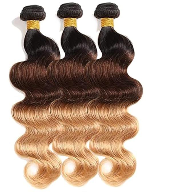 30 32 34 Inch Ombre Body Wave Bundles Human Hair T1B4/27 Bundles Grade 8A Peruvian Virgin Hair Extensions Double Weft Real T1B4/27 Hair Weave 100g/Pc