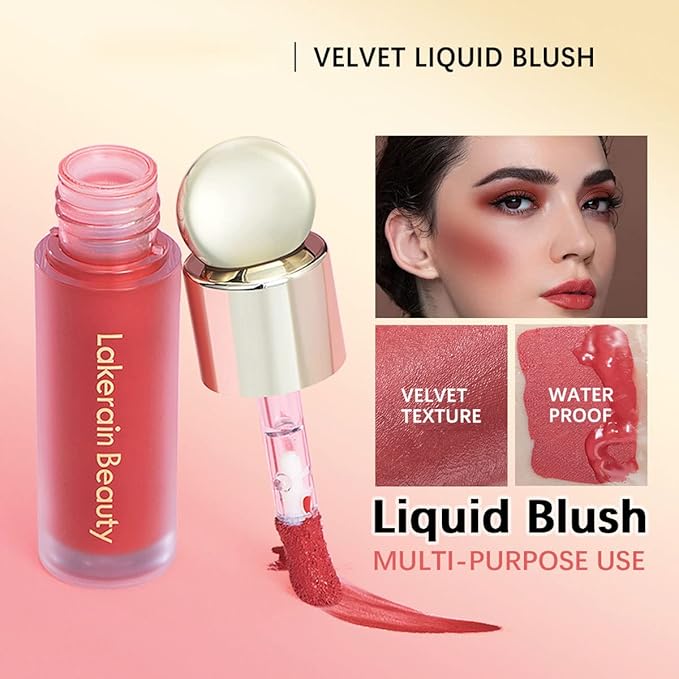 Liquid Blush for Cheeks, Soft Cream Face Blush Makeup, Natural Matte Finish Looking, Smudge Proof, Moisturizing Face Blush Stick for Cheek Tint