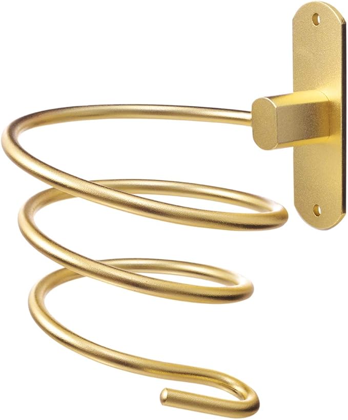 Bathroom Hair Dryer Holder Hair Care Tools Holder Wall Mount (Gold)