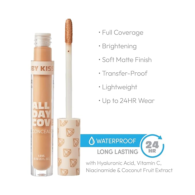 Ruby Kisses All Day Concealer Lightweight Full Coverage Multi-Use Concealer 0.13 Fl Oz (Golden)