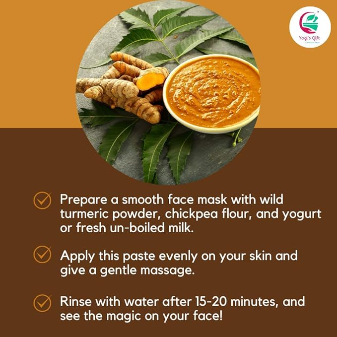 Kasturi Turmeric Powder for Skin Care | Wild Turmeric Powder | Aka Kasturi Manjal | Best for Preparing Turmeric Face Mask | Get Clear and Glowing Skin Naturally | 100grams / 3.5 Oz pack