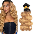 30 32 34 Inch Honey Blonde Bundles Human Hair 1B27 Body Wave Bundle Niegmeag Virgin Remy Hair Extensions Double Weft 2 Tone Black and Blonde Bundle Hair Weave