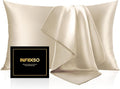 INFIIXSO Mulberry Silk Pillowcase for Hair and Skin, Silk Pillow Cases Queen Size with Hidden Zipper 20x30 Inches, Extraordinary Smooth and Soft Cooling Pillow Cases for Hot Sleepers(Beige, 1 Pack)