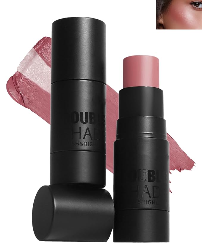 Cream Blush Stick Makeup for Cheeks, Multi Blush & Highlighter Contour Stick, Long Lasting Waterproof Creme Blush Bronzer Stick, Lightweight Matte and Dewy Finish, Face Shaping Makeup for Women-02